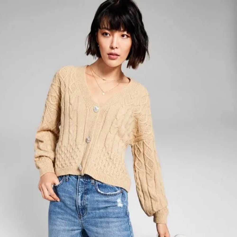 And Now This Women's Embellished Button Cardigan